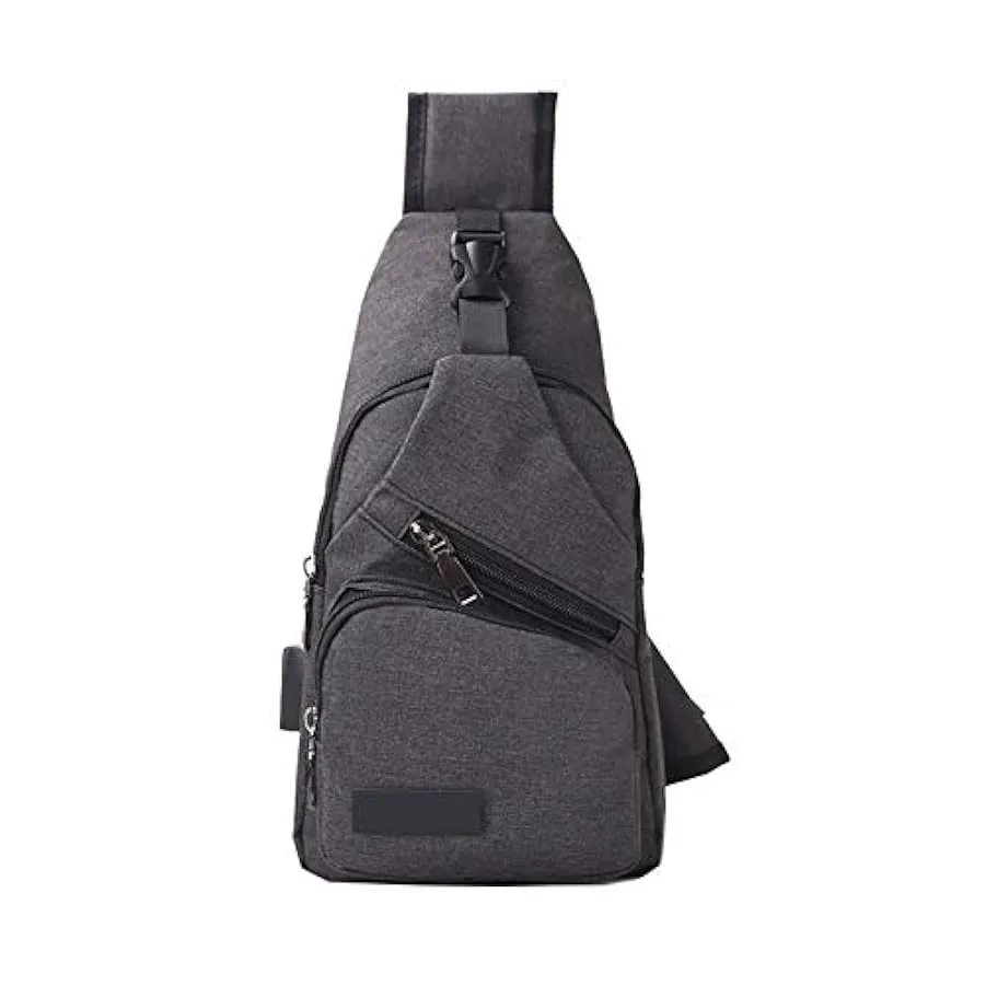 Borsa a tracolla con ricarica USB per uomo e donna, unisex, a tracolla, colore: nero 208091098