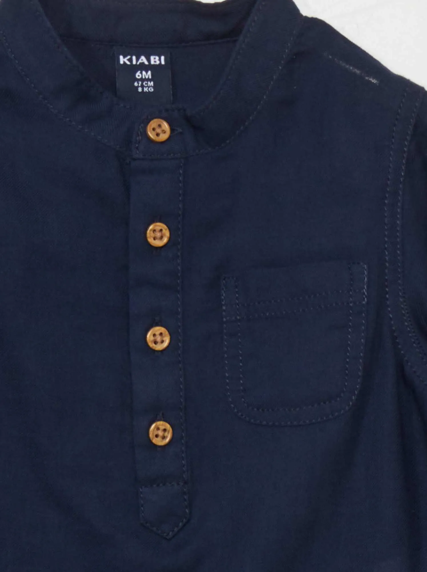 Camicia collo serafino - NERO
