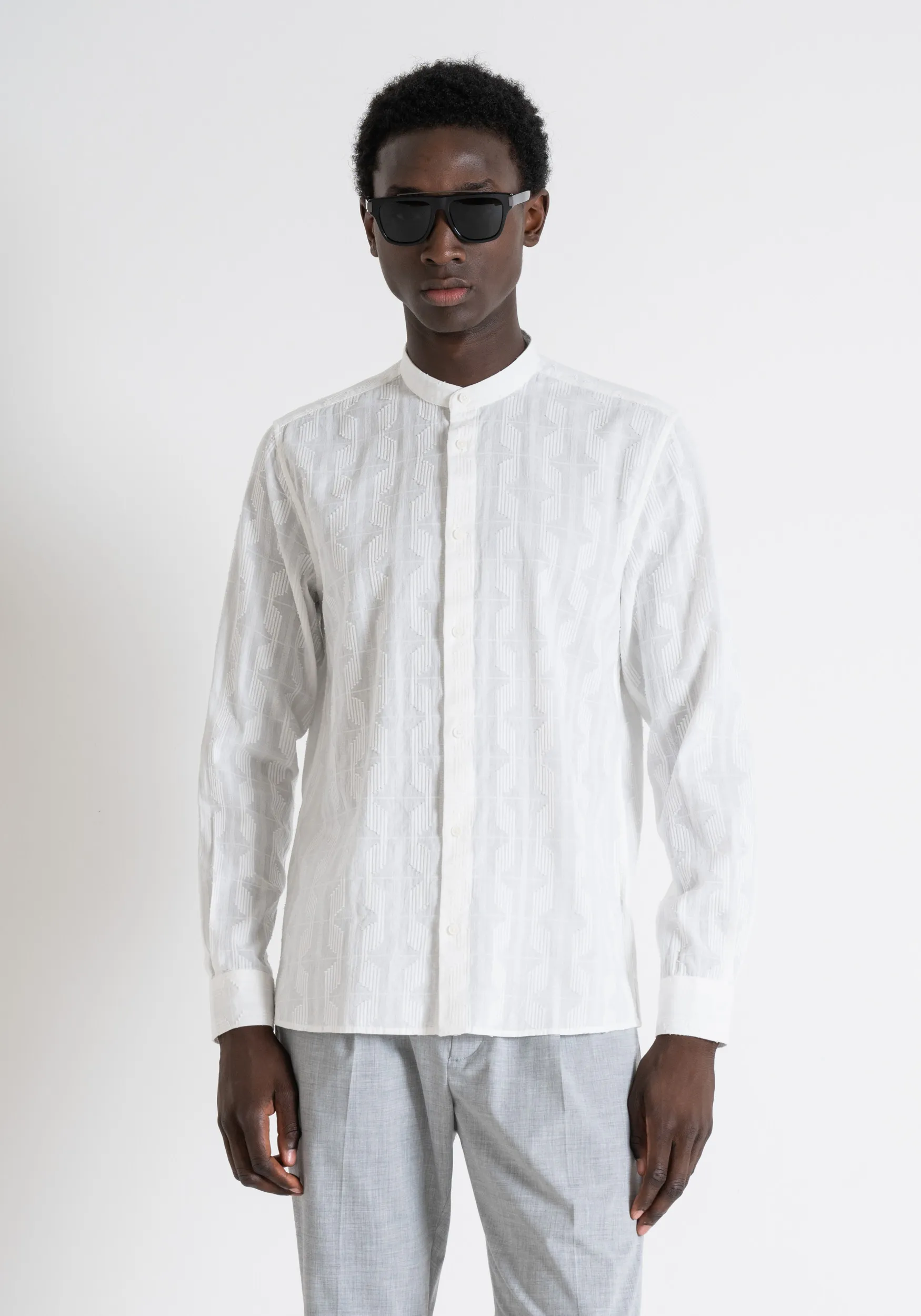 CAMICIA REGULAR STRAIGHT FIT “MADRID” IN COTONE LAVORATO