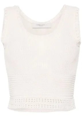 Canotta in maglia all'uncinetto in bianco - donna