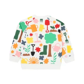 Felpa Unisex Bianca Con Stampe Garden Bambino