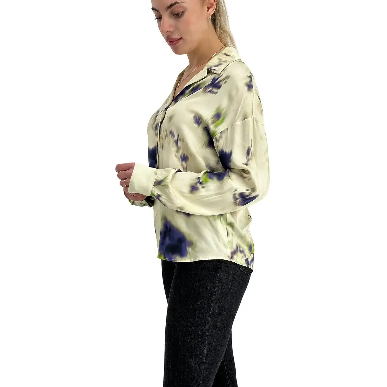 Imperial Camicia Donna, Modello Classico, Manica Lunga, Fantasia, Panna