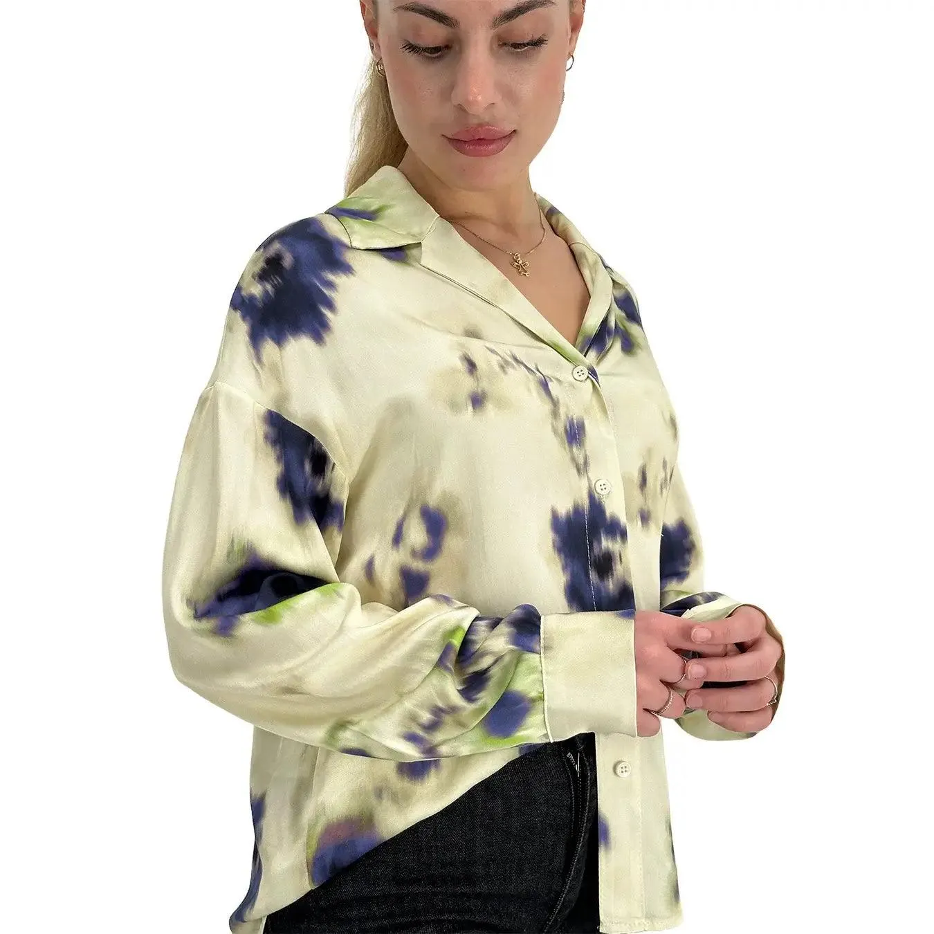 Imperial Camicia Donna, Modello Classico, Manica Lunga, Fantasia, Panna