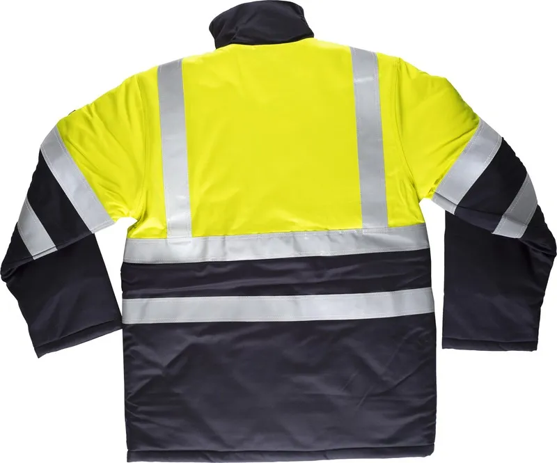 Parka AV ignifugo, modacrilico, cotone e tessuto antistatico EN11611, EN11612, EN1149, EN61482 Navy Yellow AV