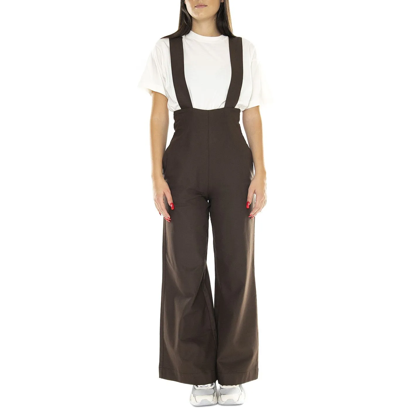 THINKING Dark Brown Pia Jumnpsuit - Tuta Donna Marrone    